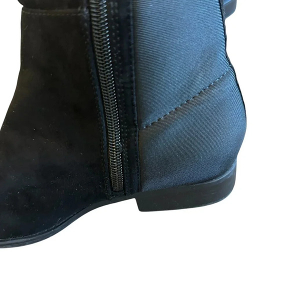 Stuart Weitzman 50/50 Shearling Black Dark Gray Boots Heart Suede Size 4 Girls - Picture 8 of 12